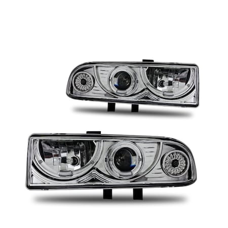 Winjet Halo Projector Head Lights - Chrome / Clear CHWJ-0218-C